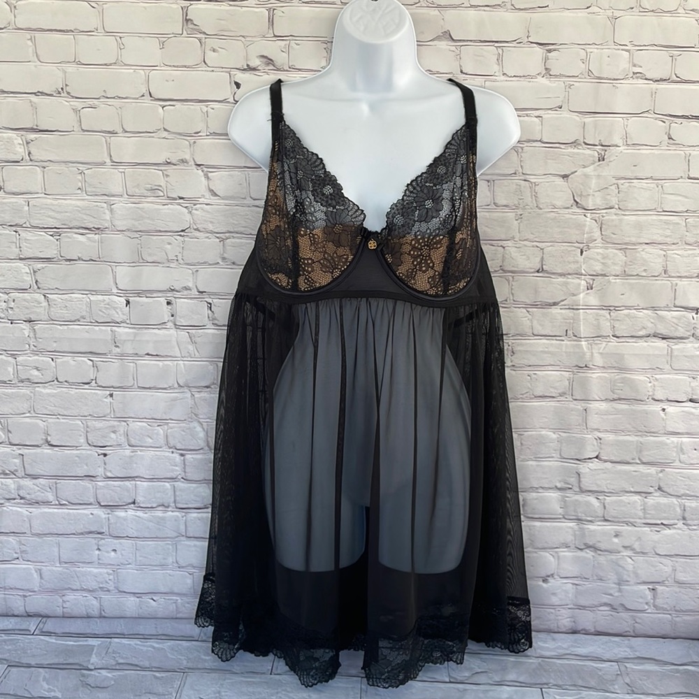Daisy Fuentes sheer black lingerie top size 3XL